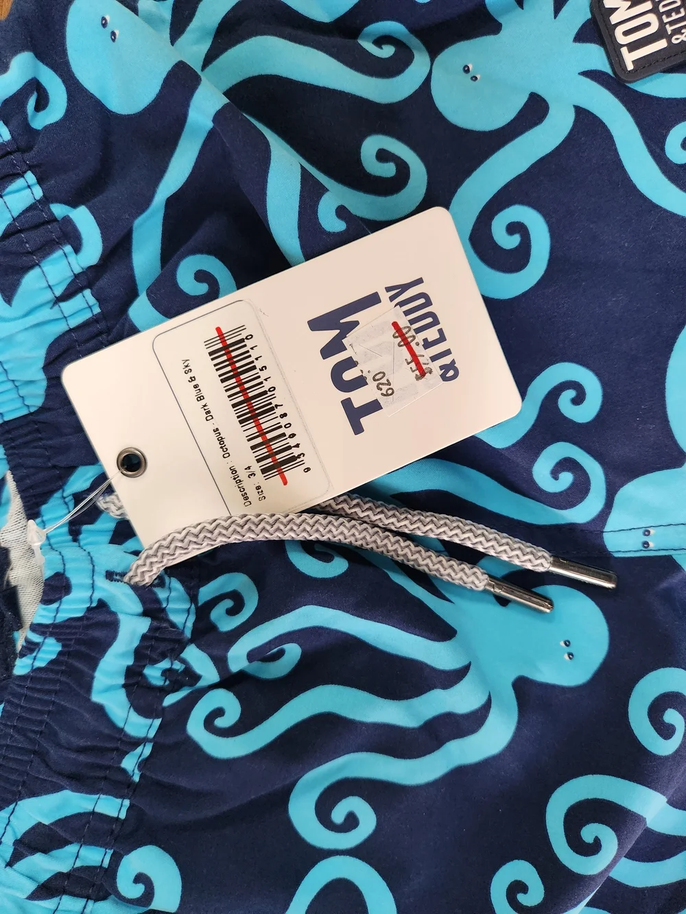 Tom & Teddy Navy & Aqua Octopus Swim Trunks